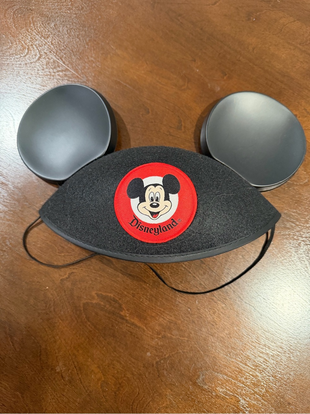 Disney Black Mickey Ear Hat with Red Mickey Patch